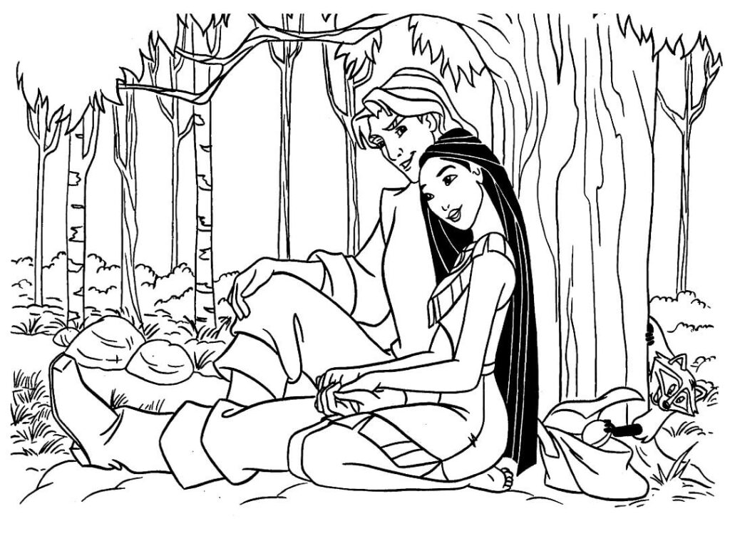 Desenho de Pocahontas Pdf para Colorir