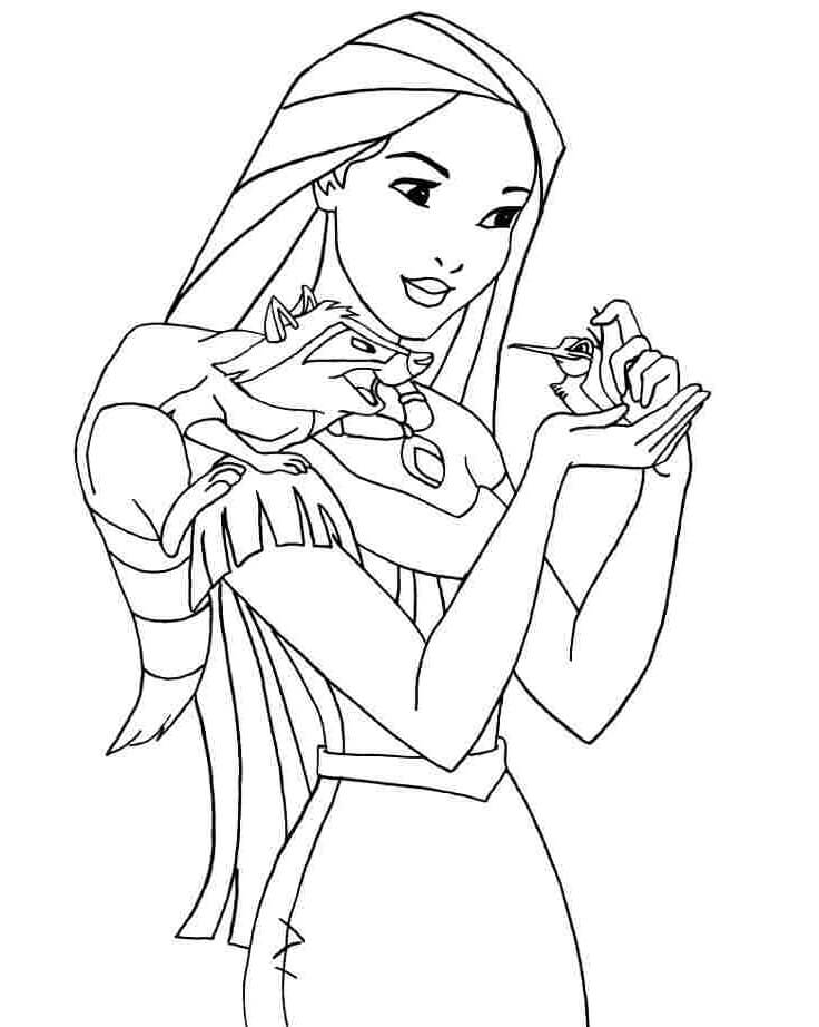 Desenho de Pocahontas Pdf para Colorir Grátis