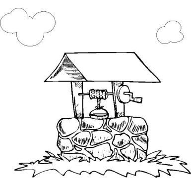 Desenho de poço no Quintal para Colorir