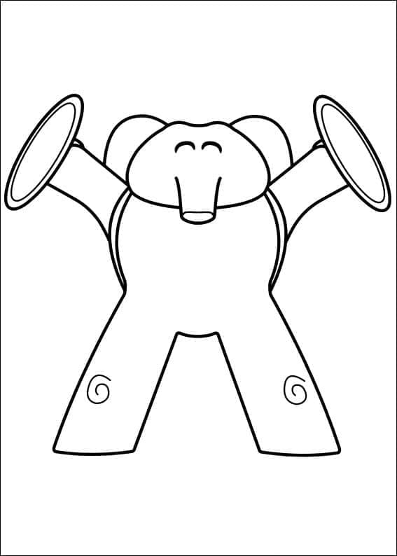Desenho de Elly a Elefanta de Pocoyo para Colorir