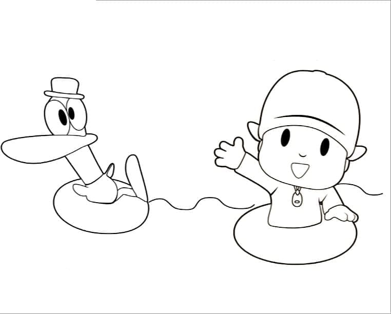 Desenho de Pato e Pocoyo para Colorir