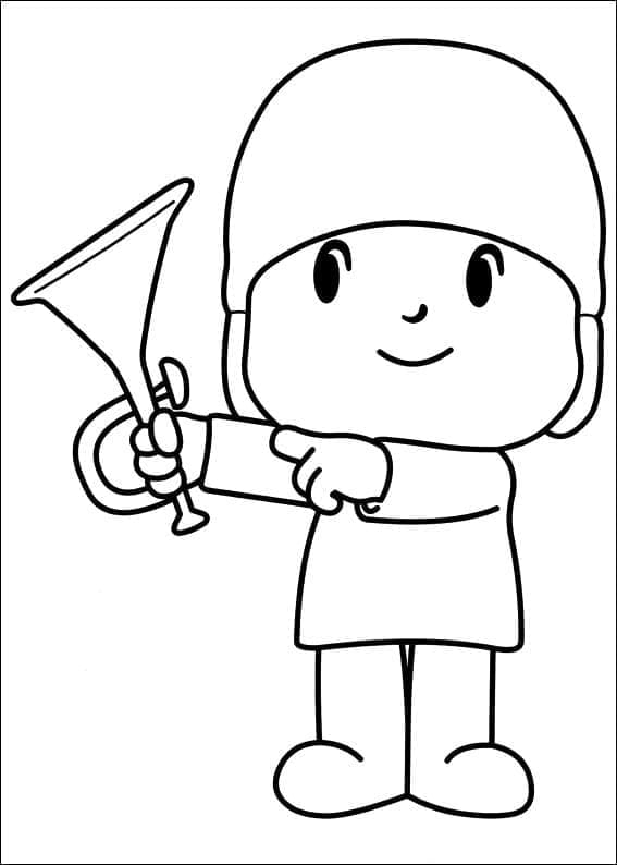 Desenho de Pocoyo com Trompete para Colorir