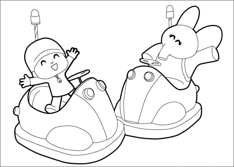 Desenho de Pocoyo e Elly a Elefanta para Colorir
