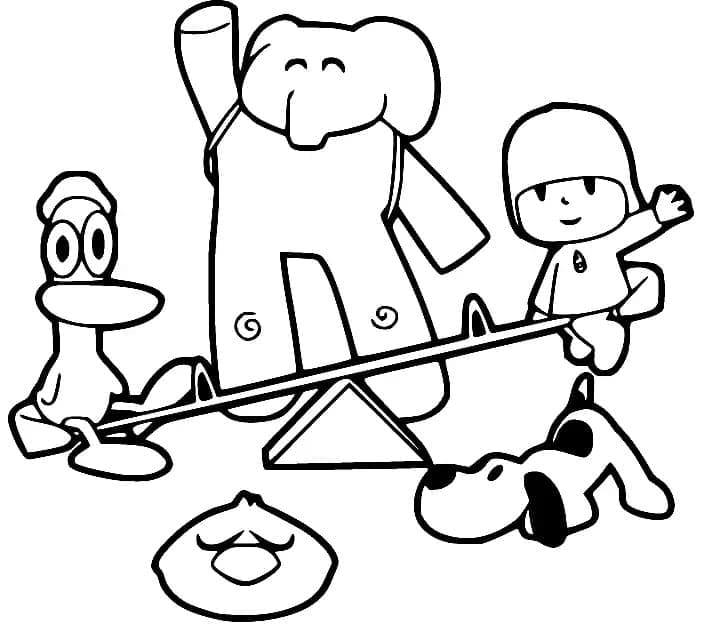 Desenho de Pocoyo e Amigos para Colorir
