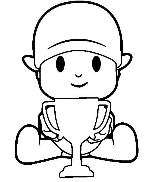 Desenho de Pocoyo e Trofeu para Colorir