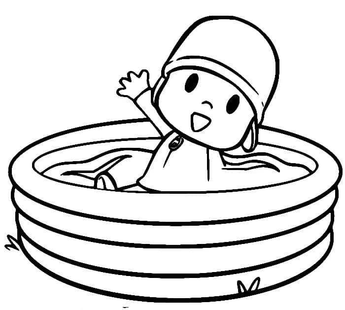 Desenho de Pocoyo na Piscina para Colorir