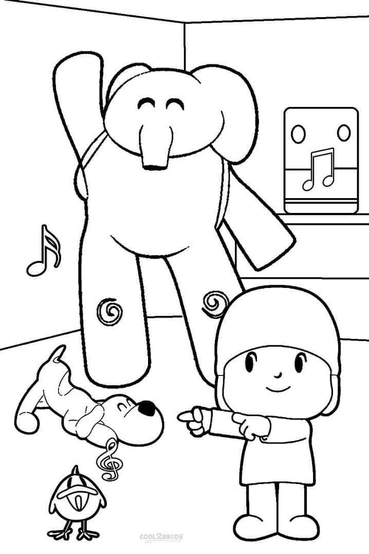 Desenho de Pocoyo Pdf para Colorir Grátis