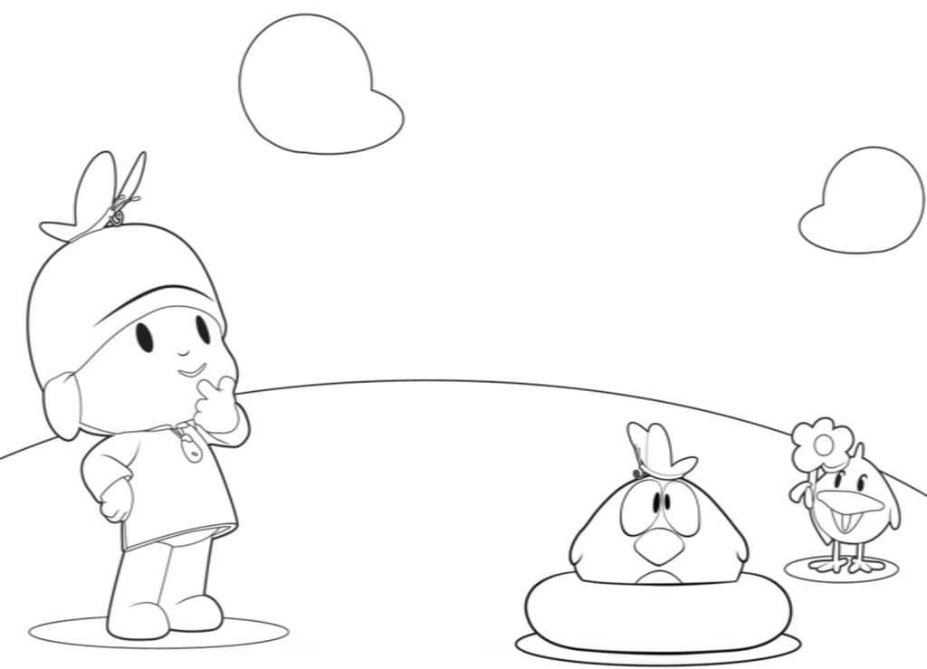 Desenho de Pocoyo Pensando para Colorir