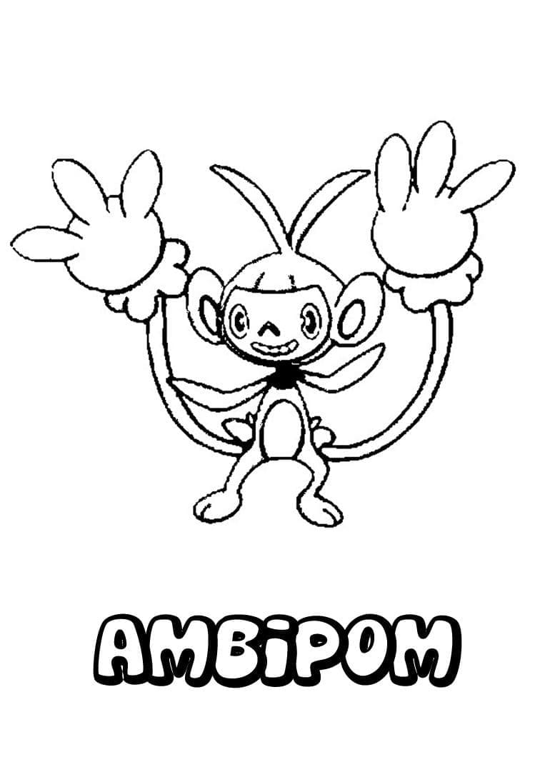 Desenho de Ambipom Pokemon para Colorir