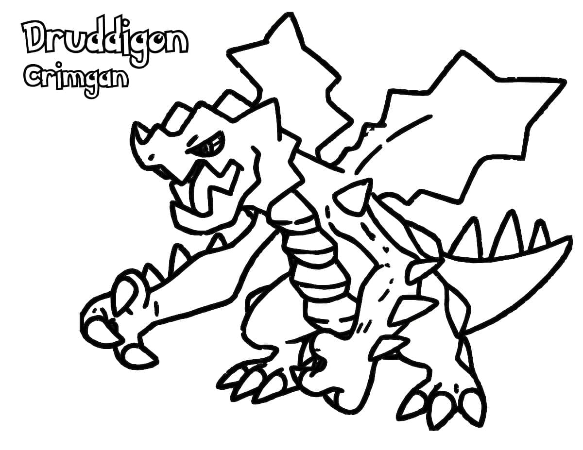 Desenho de Druddigon Pokemon para Colorir