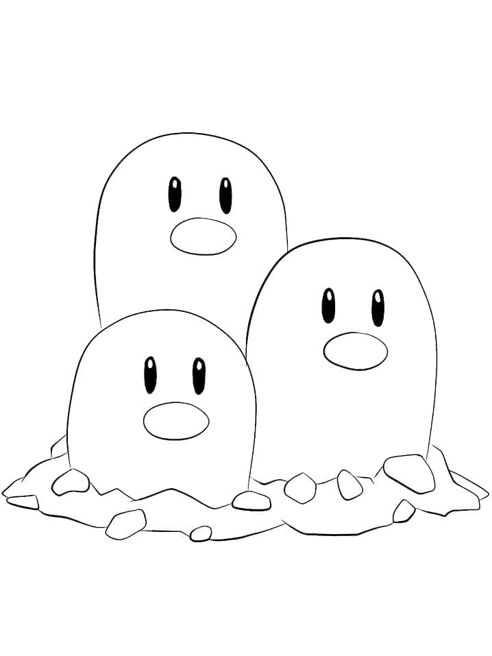 Desenho de Dugtrio Pokemon para Colorir