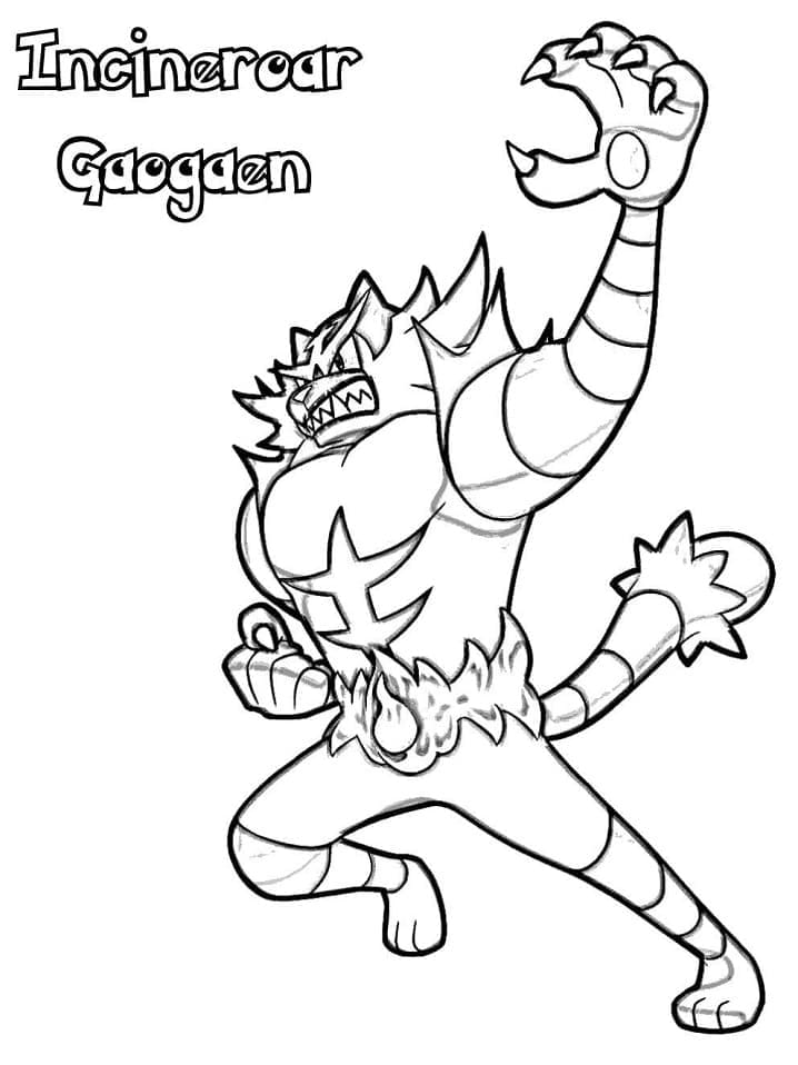 Desenho de Incineroar Pokemon para Colorir