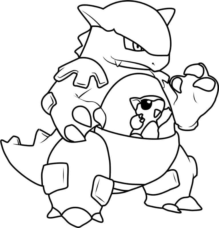 Desenho de Kangaskhan Pokemon para Colorir