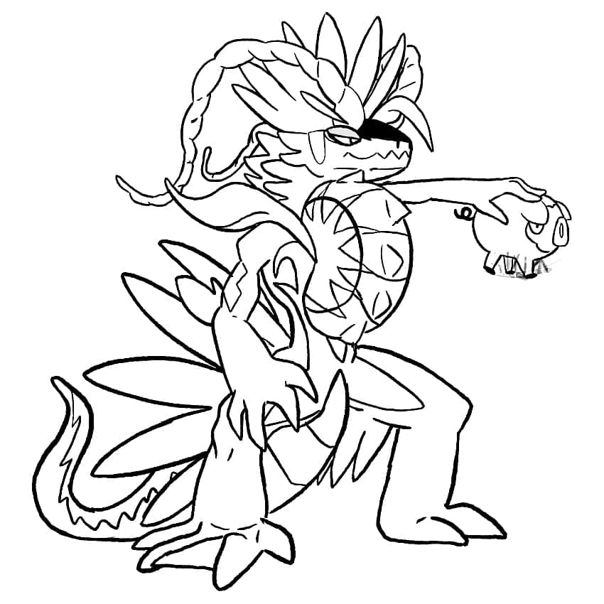 Desenho de Koraidon Pokemon para Colorir