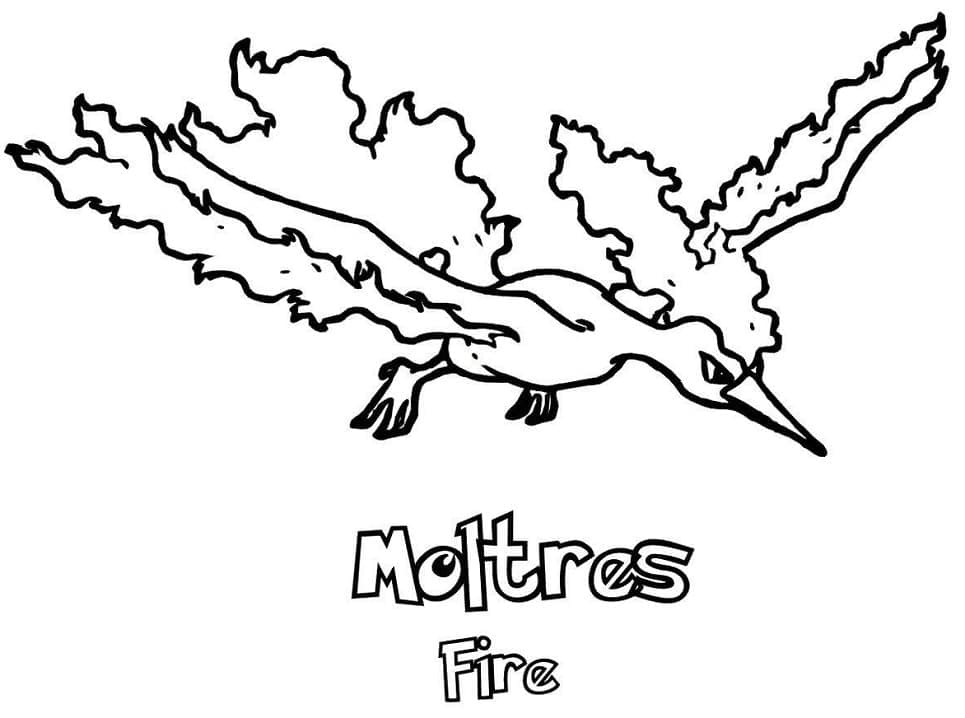 Desenho de Moltres Pokemon para Colorir