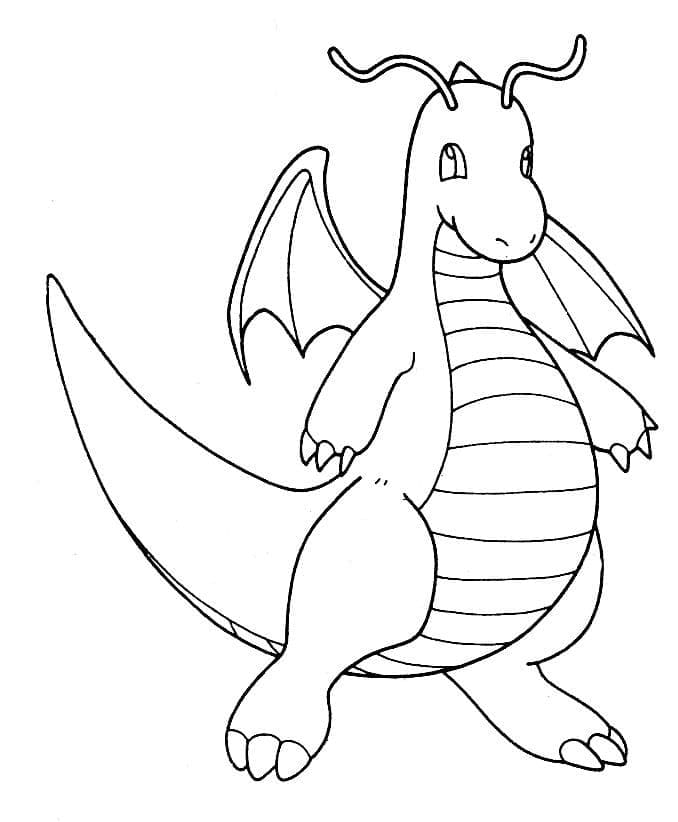 Desenho de Pokemon Dragonite para Colorir