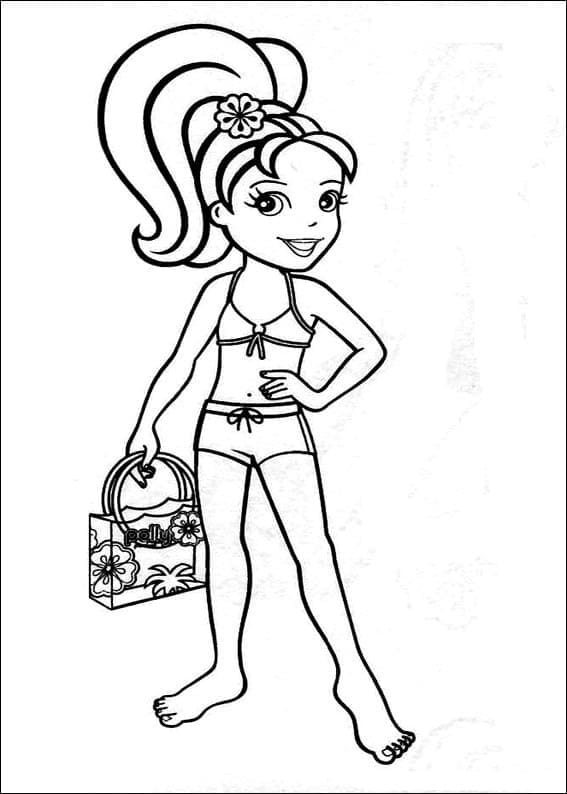 Desenho de Polly Pocket na Praia para Imprimir Pdf Grátis