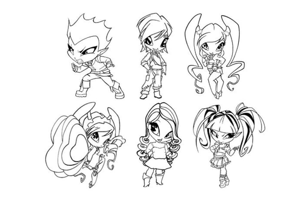 Desenho de Personagens de Pop Pixie para Colorir