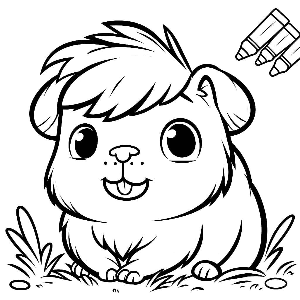 Desenho de Porquinho da Índia Fofo para Colorir