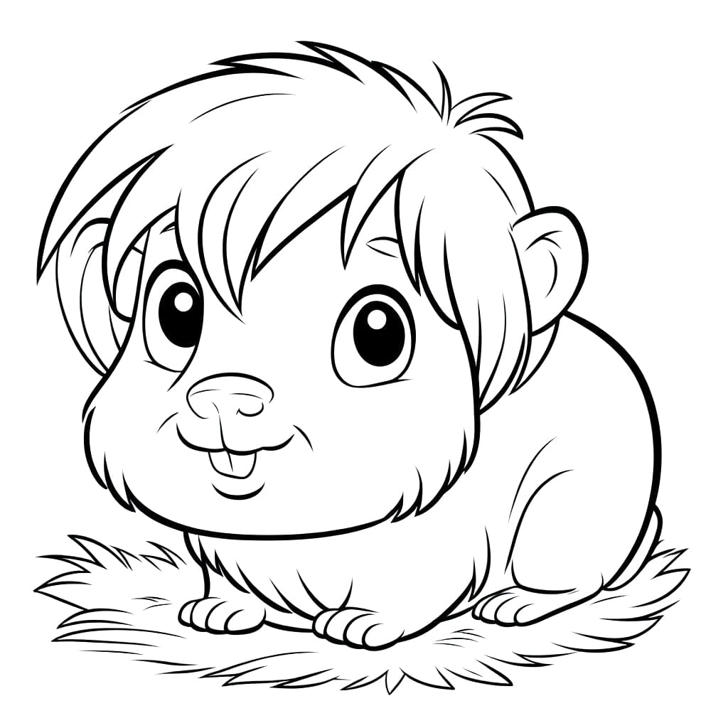 Desenho de Porquinho da Índia Muito Fofo para Colorir