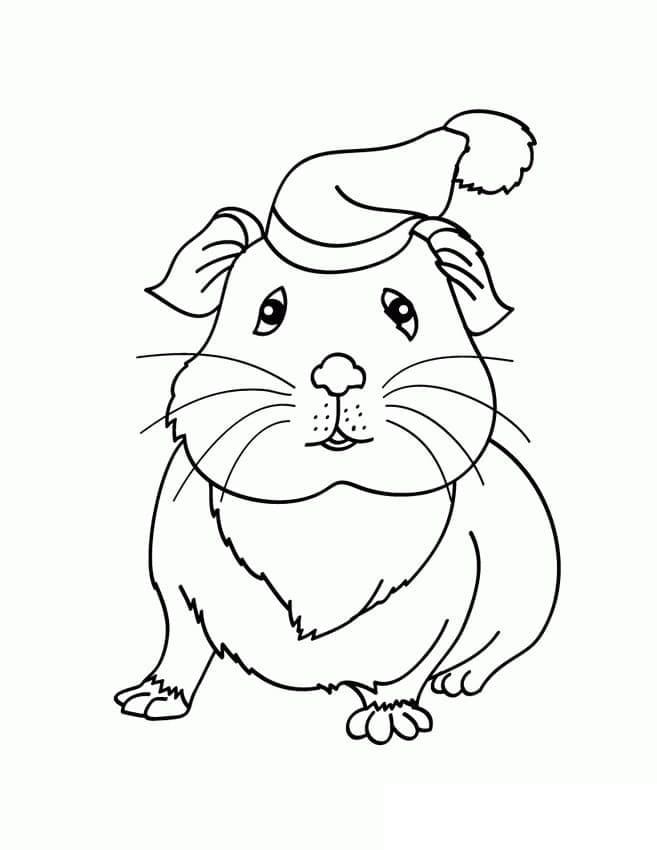 Desenho de Porquinho da Índia no Natal para Colorir