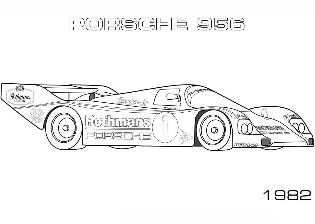 Desenho 1982 Porsche 956 para Colorir