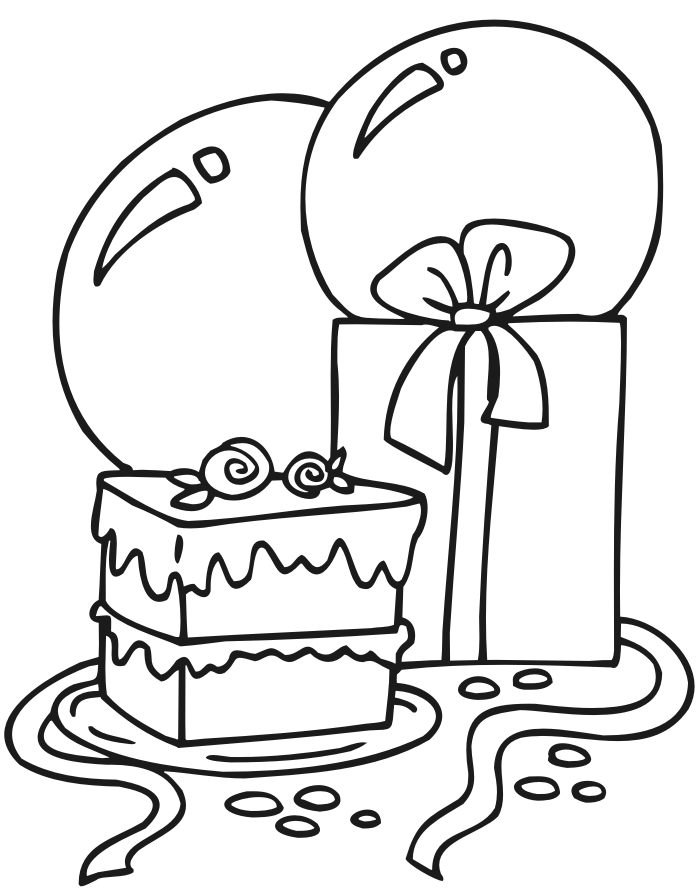 Desenho de Presente de Aniversário para Colorir e Baixar Download