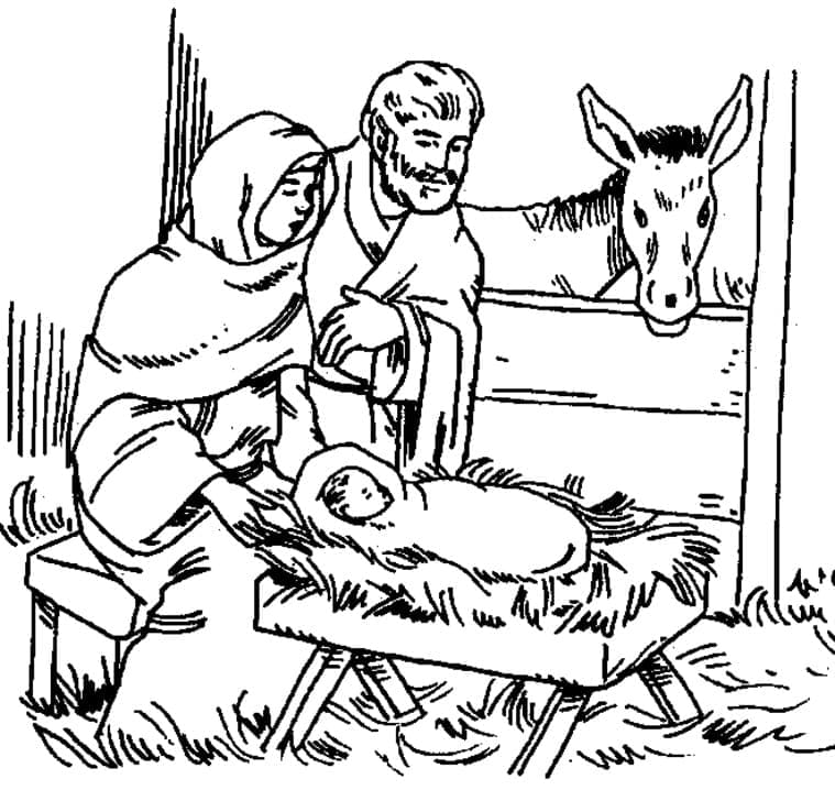 Desenho de Foto de Presépio para Colorir