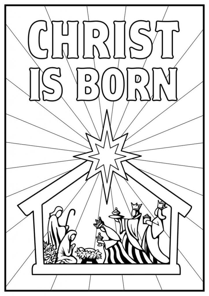 Desenho de Presépio Cristo Nasceu para Colorir