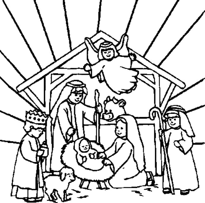 Desenho de Presépio Grátis para Crianças para Colorir