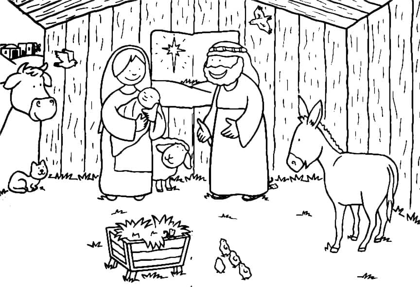Desenho de Presépio para Crianças para Colorir