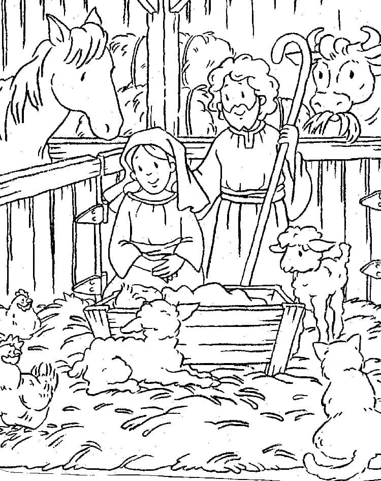 Desenho de Presépio Atividade Bíblica para Imprimir Pdf