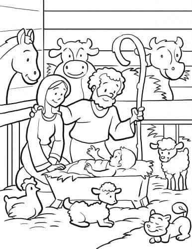 Desenho de Presépio Bíblico para Imprimir Imprimivel