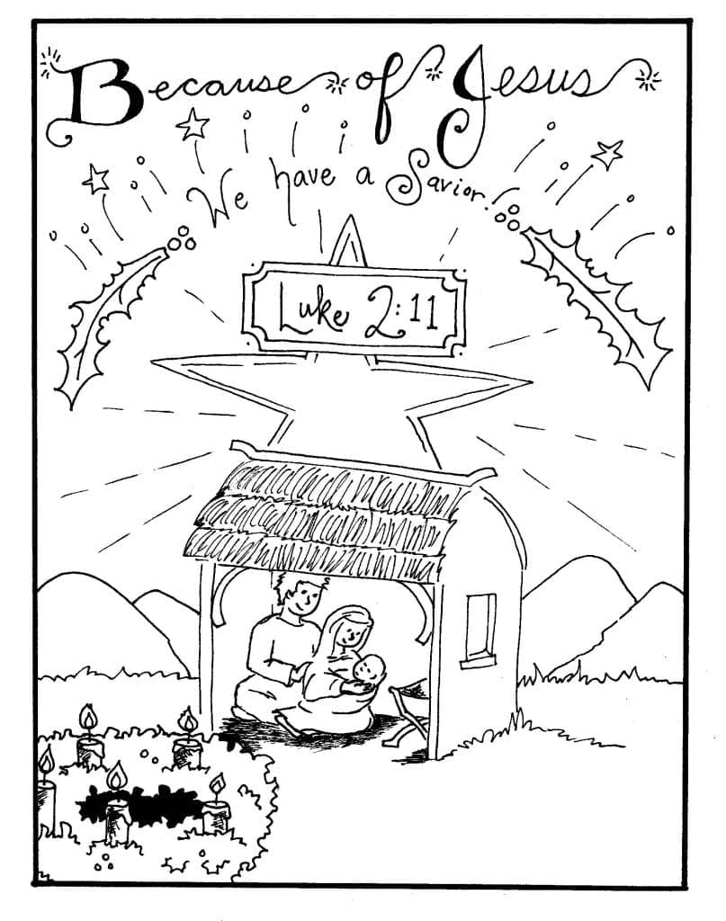 Desenho de Presépio da Bíblia para Colorir Download