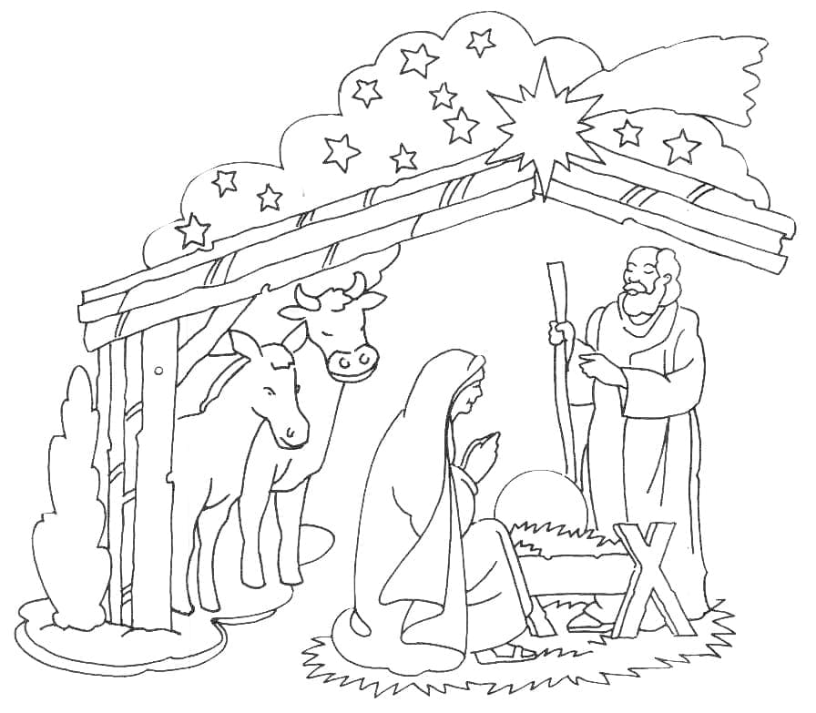 Desenho de Presépio para Colorir com Giz de Cera Pdf