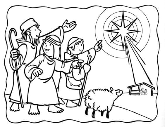 Desenho de Presépio para Colorir com Tinta Guache Download