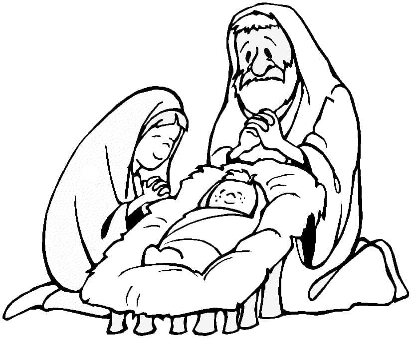 Desenho de Presépio para Colorir e Baixar Download