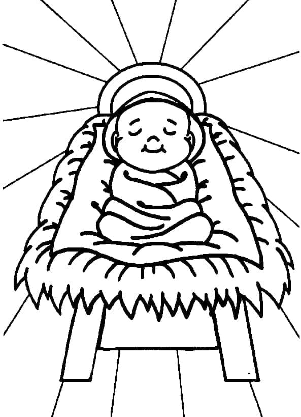 Desenho de Presépio para Colorir e Imprimir Imprimivel