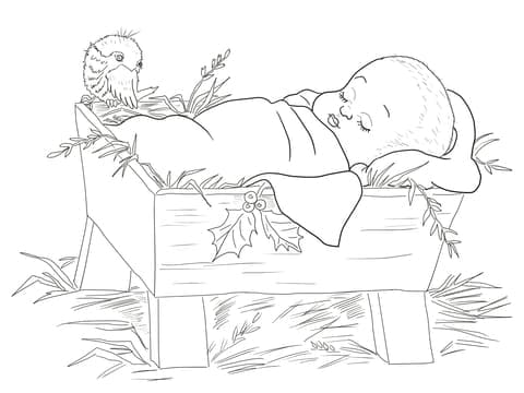 Desenho de Presépio para Colorir e Pintar