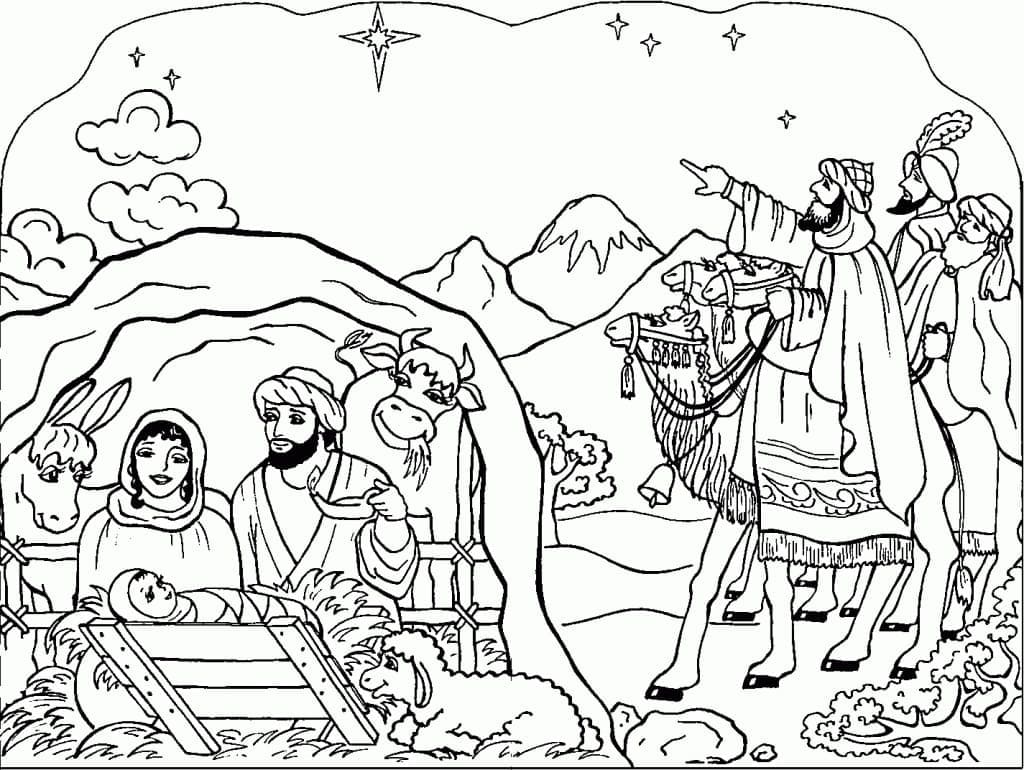 Desenho de Presépio para Imprimir e Colorir Pdf