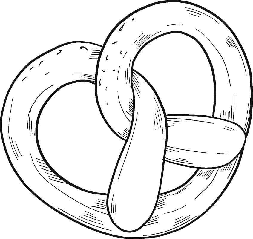 Desenho de Pretzel Grátis para Imprimir e Colorir