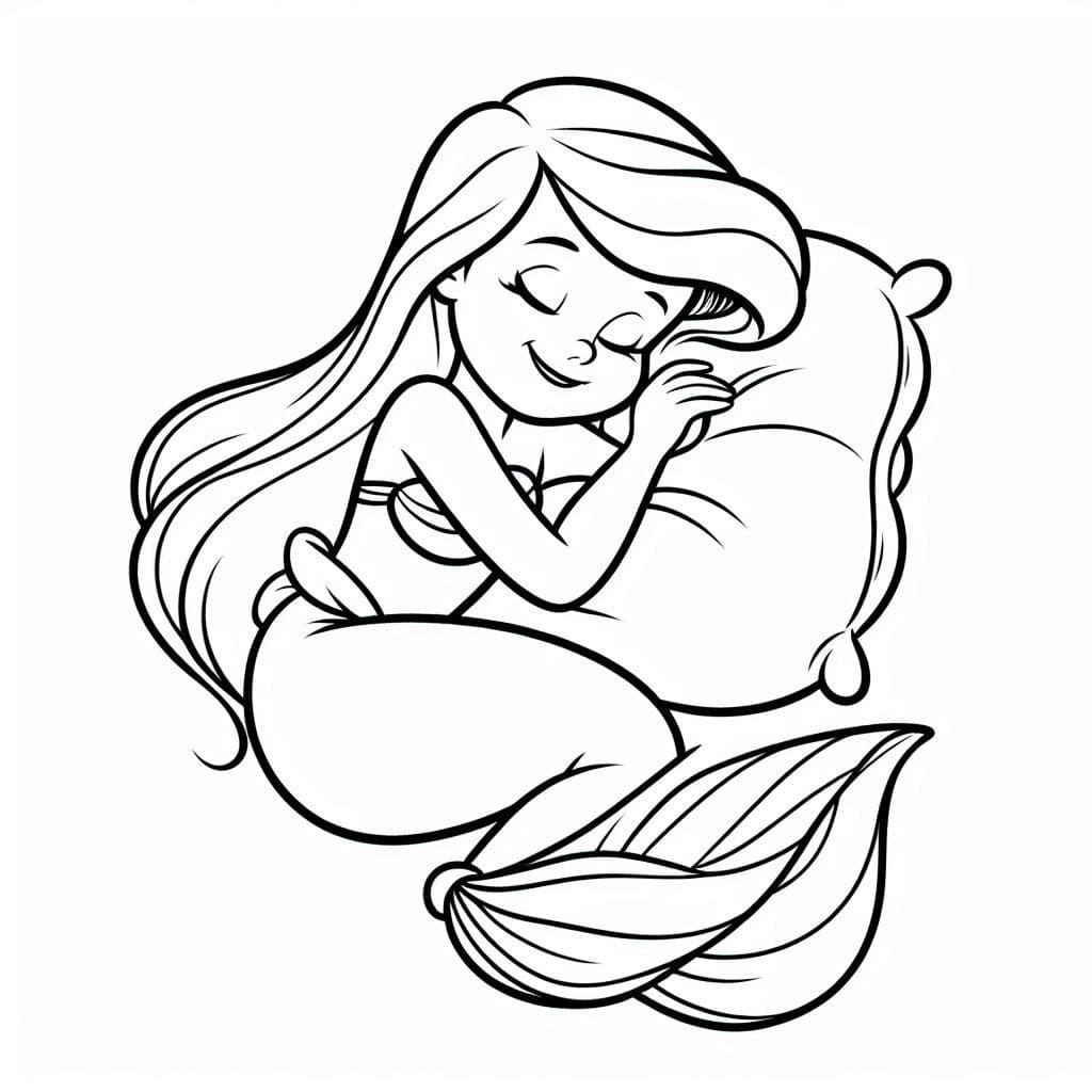 Desenho de Ariel Dormindo para Colorir
