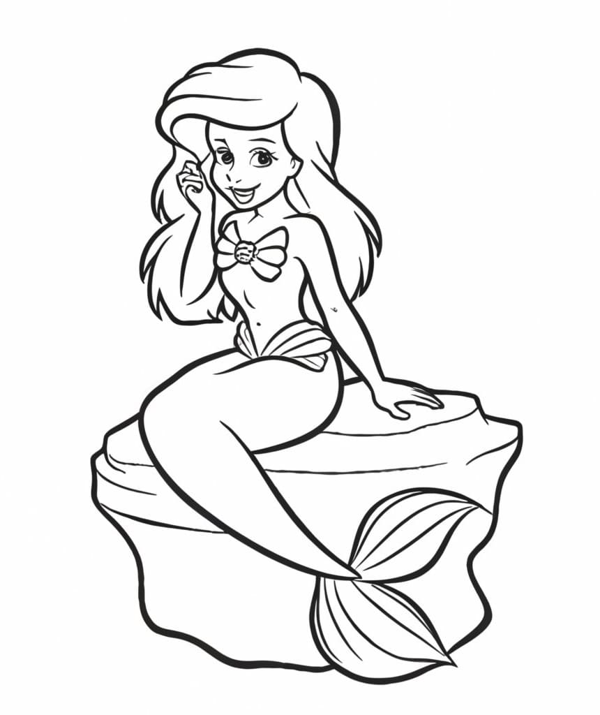 Desenho de Ariel Grátis para Crianças para Colorir