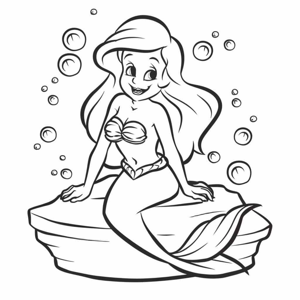 Desenho de Ariel Imprimivel para Crianças para Colorir