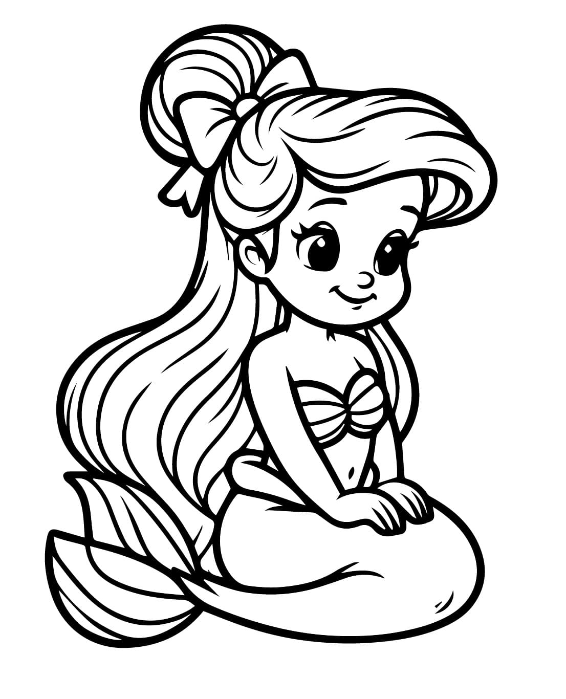 Desenho de Ariel Muito Fofa para Colorir 1