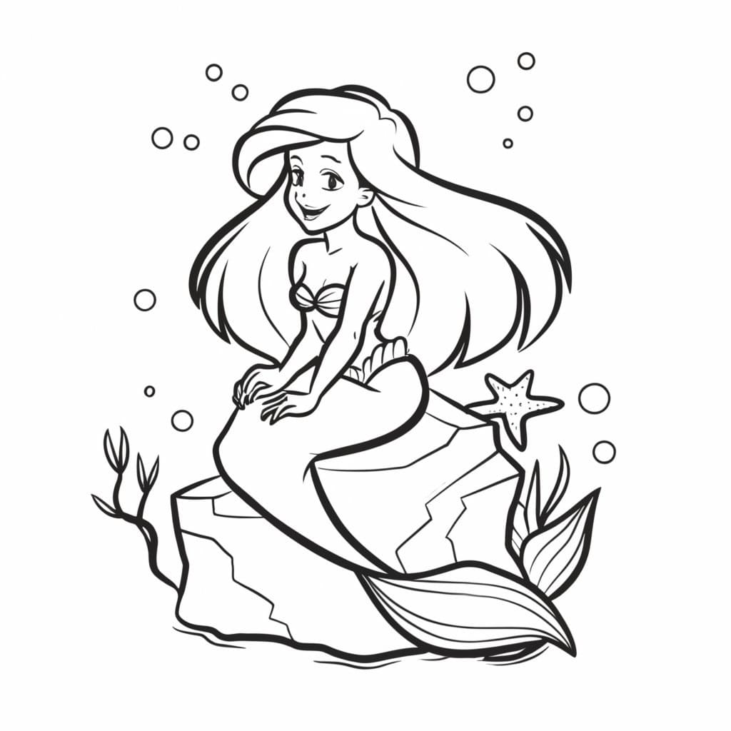 Desenho de Ariel para Crianças para Colorir