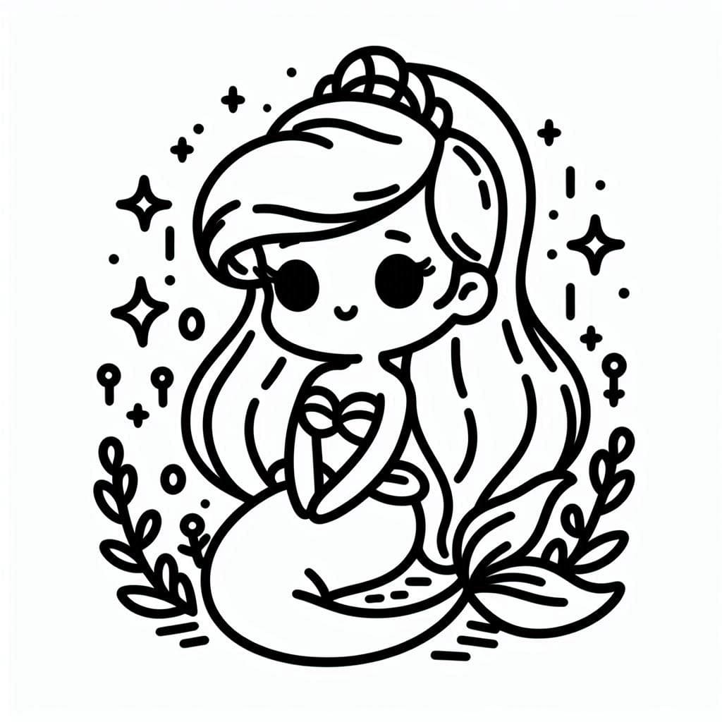 Desenho de Chibi Ariel para Colorir