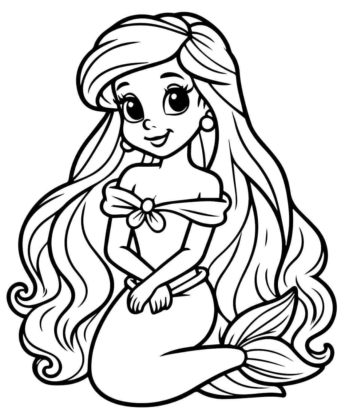 Desenho de Linda Princesa Ariel para Colorir 1