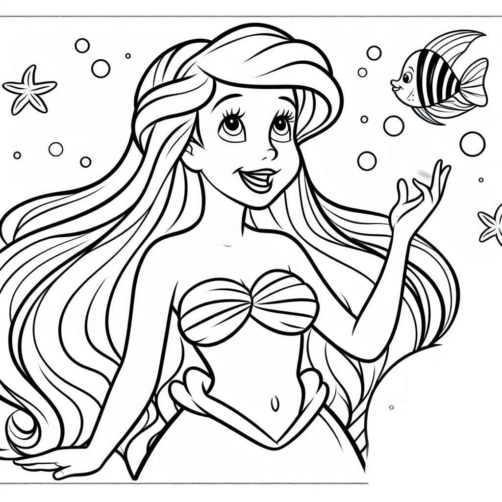 Desenho de Princesa Ariel Disney para Colorir