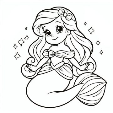 Desenho de Princesa Ariel Feliz para Colorir 1